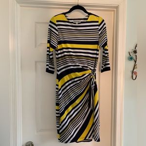 Navy, Yellow & White Stripes Dress